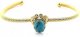 7 Inch Gold Color VINTAGE 10x8 Oval Sonoran Turquoise Cabochon Cuff Bracelet